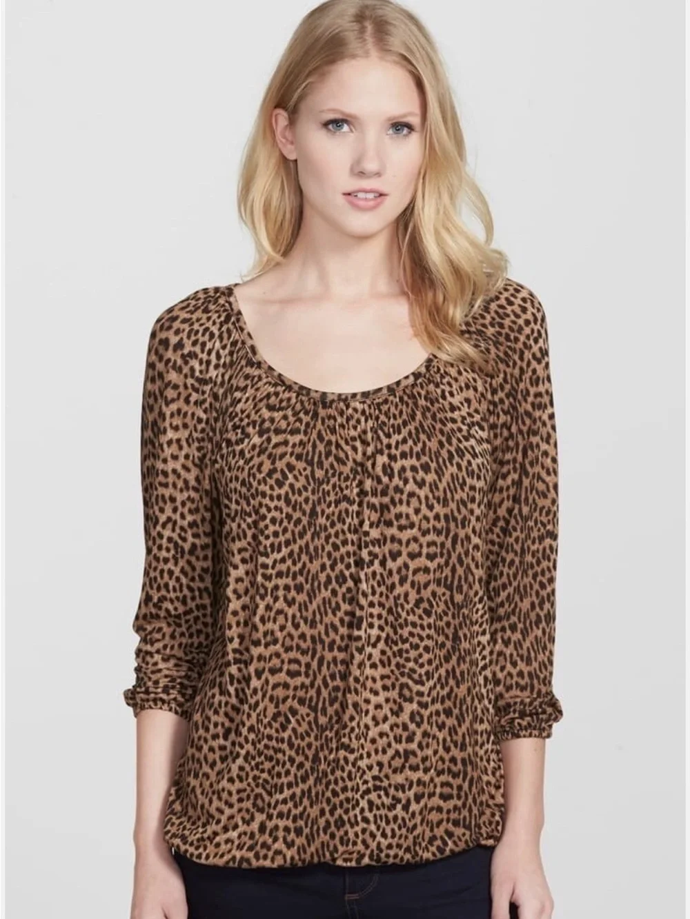 Michael Kors Leopard Print Peasant Type Top